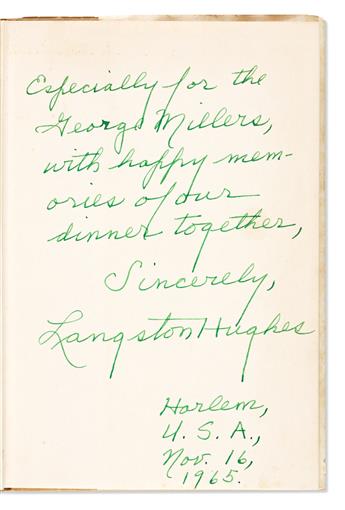 HUGHES, LANGSTON. Simples Uncle Sam. Signed and Inscribed on the front free endpaper:
